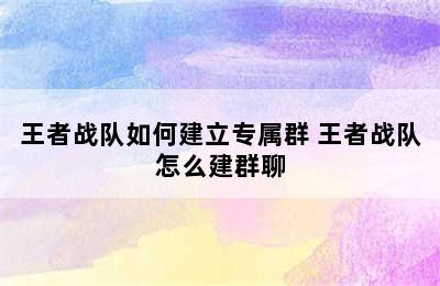 王者战队如何建立专属群 王者战队怎么建群聊